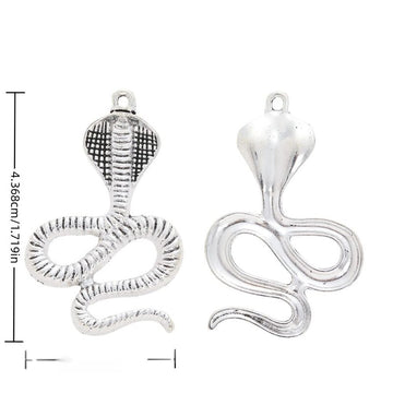 Cobra Snake Vintage Metal Charm Pendant for Jewelry Making