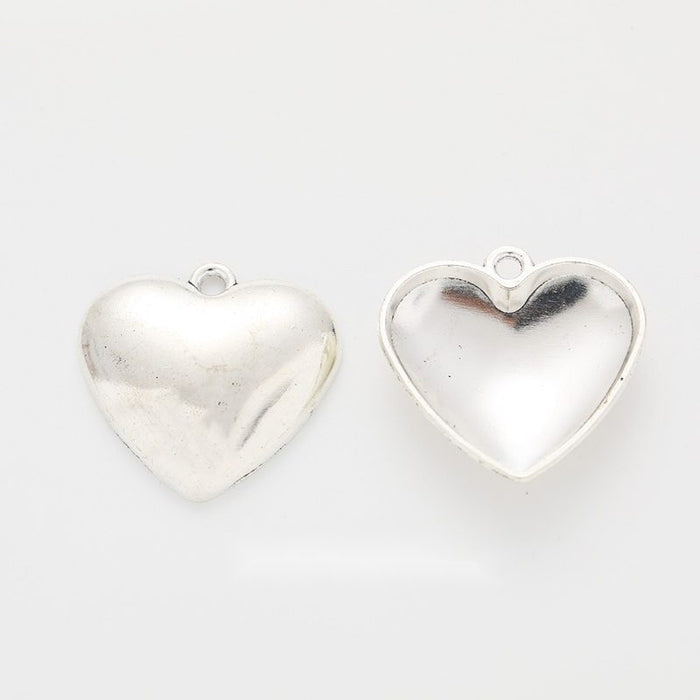 Silver Tone Heart Locket Charms in 2 Pictured Styles