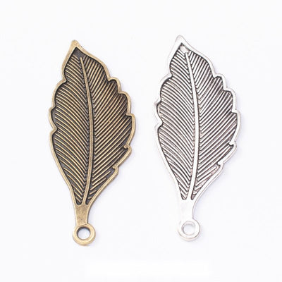 Long Veined Leaf metal design group view on a light background