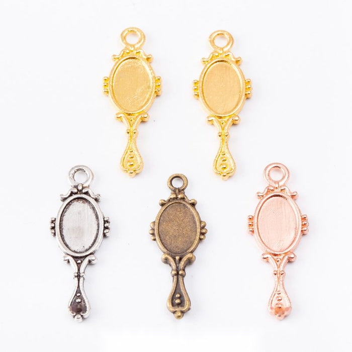 Vintage Hand Mirror Charm in 4 Finishes for DIY Jewelry Making