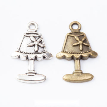 Antique Metal Table Lamp Charm Pendant With Textured Detail, 2 Finishes