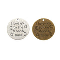 Moon and Stars Message Disc Charms in Two Antique Finishes view 1