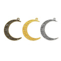 Filigree Crescent Moon Metal Charms in Three Finishes view 1