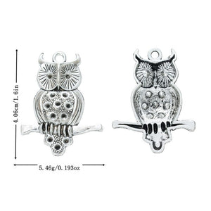 Vintage Style Metal Perched Owl Charm in 1 Metal Finish