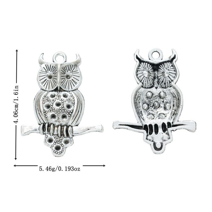 Vintage Style Metal Perched Owl Charm in 1 Metal Finish
