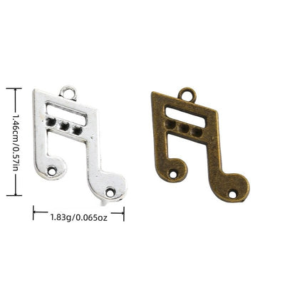 Finish overview of double music note connector metal charm