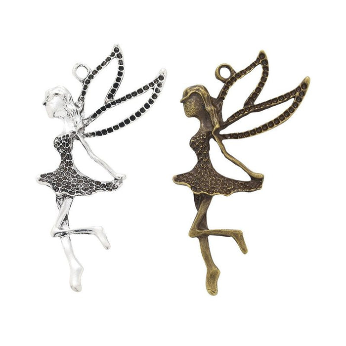 Dancing Fairy Metal Charms in Antique Bronze and Silver Finishes