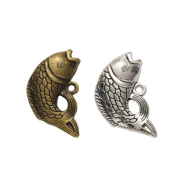Curved Fish Charm In 2 Metal Finishes For Jewelry Making