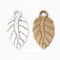 Antique Veined Leaf Metal Charm in Three Finishes Jewelry Component view 1