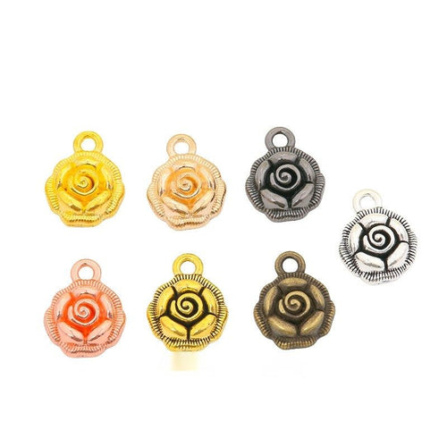Rose Flower Charms showing assortment on a white background