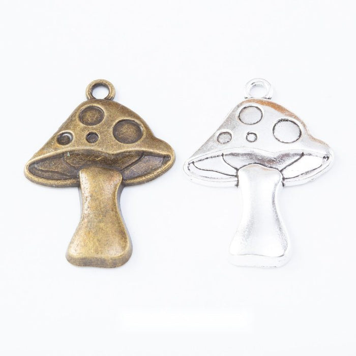 Spotted Mushroom Metal Charms in Antique Bronze and Silver