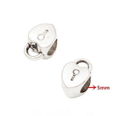 Product photo 1 of the heart lock large hole bead highlighting its heart-lock body, key motif, and side-to-side threadin