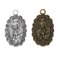 Rose Framed Virgin Medal Charm in 2 Metal Finishes for Jewelry Making view 1