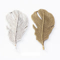 Large Textured Feather Charms in Two Antique Finishes view 1