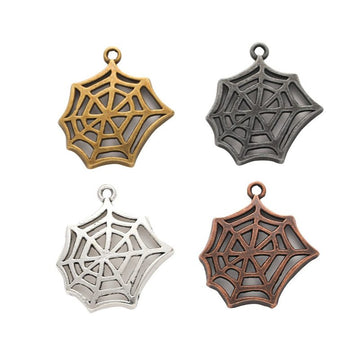Spider Web Charm Pendants in 4 Metal Finish Options