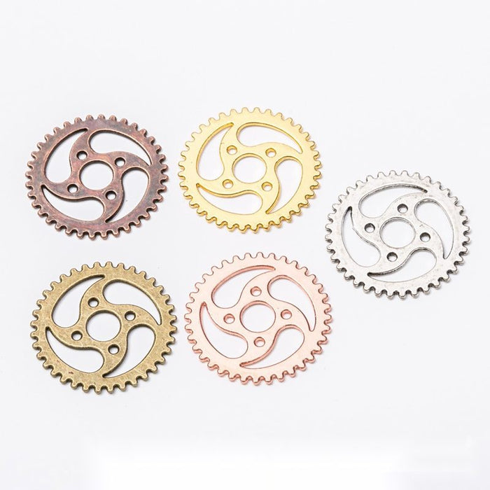 Open Gear Wheel Jewelry Components in 5 Metal Finish Options