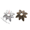 Eight Petal Flower Bead Cap in Bronze and Silver Tones view 1