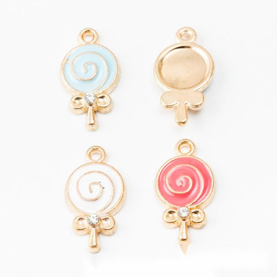 Enamel Swirl Lollipop Bow Charm Pendant shown in the available visible finishes