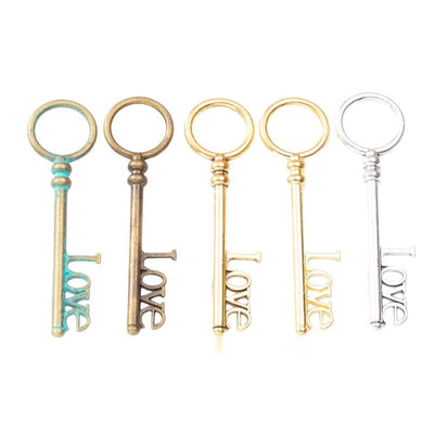 Overview of Love key charms in the available designs and finishes