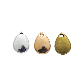 Teardrop Blank Metal Tag Charms in Three Finishes for Jewelry Making