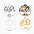 Round Tree of Life Charm in Four Metal Finishes for Jewelry view 1