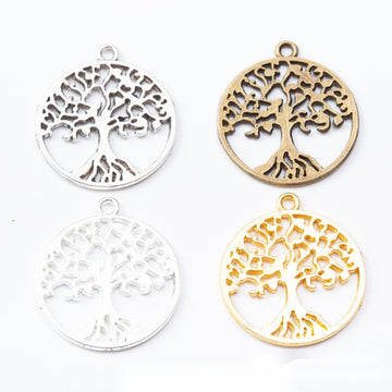 Round Tree of Life Charm in Four Metal Finishes for Jewelry