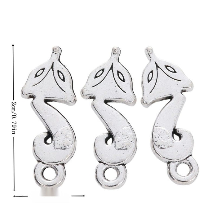 Two Loop Fox Metal Connector Charm in Textured Metal for Jewelry Making