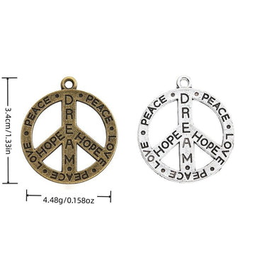 Peace Hope Love Dream Word Charms in Bronze and Silver