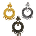 Ornate Round Multi-Loop Connectors in Three Metal Finishes view 1