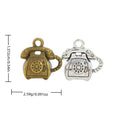 Rotary Telephone Metal Charms in Two Antique Finishes view 1