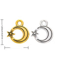 Open Crescent Moon and Star Charm in Textured Metal for Jewelry Making view 1