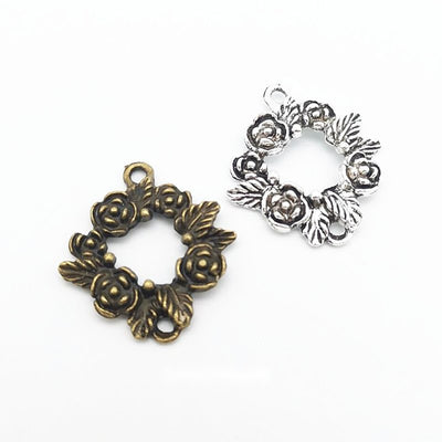 Floral link connector shown across the available finishes