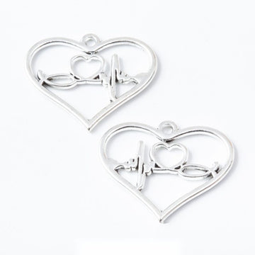 Love Heart Outline Metal Charms in 1 Pictured Finish