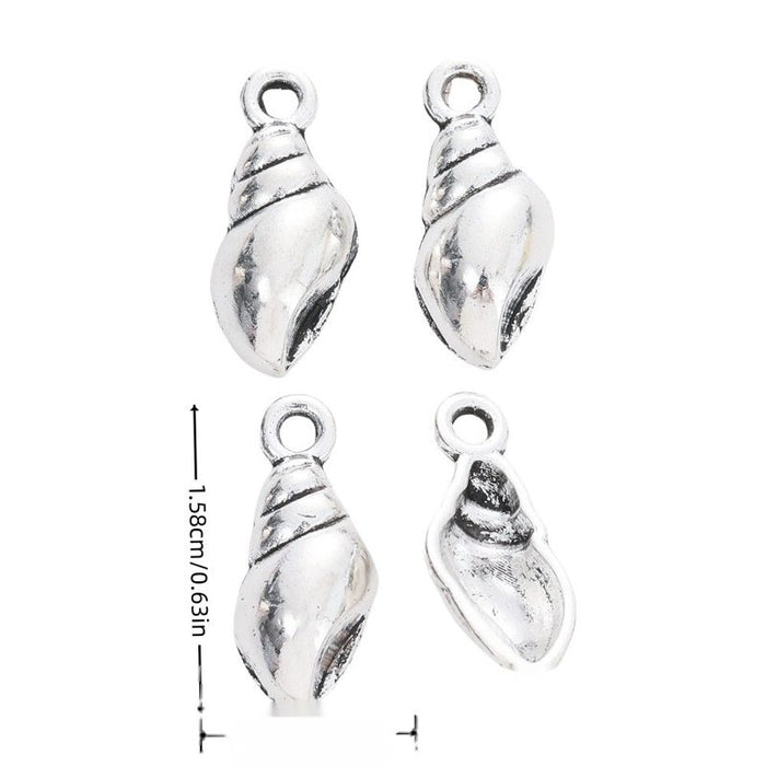 Seashell Charm with a spiral seashell form in Antique Silver