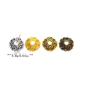 Layered Floral Bead Caps in Four Metallic Finishes for Jewelry Making