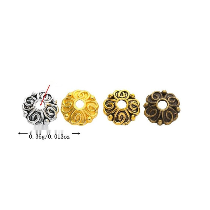 Layered Floral Bead Caps in Four Metallic Finishes for Jewelry Making