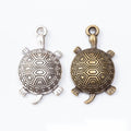 Vintage Style Metal Patterned Turtle Charm in 2 Metal Finishes view 1