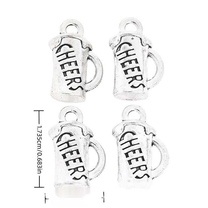 Outlined Cheers Word Metal Charms in Antique Silver Finish