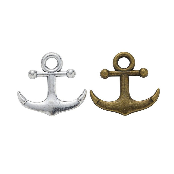 Classic Curved Anchor Charm in 2 Metal Finishes for Jewelry Making