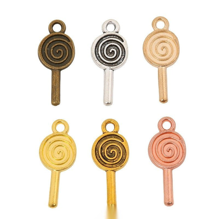 Spiral Lollipop Charm In 6 Metal Finishes For Jewelry Making