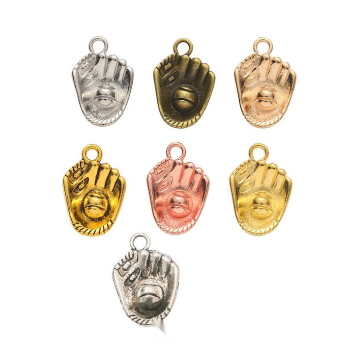 Vintage Finish Metal Baseball Glove Charms in 7 Style Options