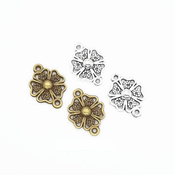 Openwork Flower Connector Detailed Metal Jewelry Component in 2 Finishes