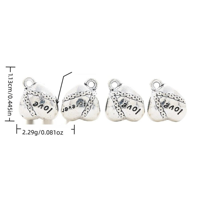 Love Heart Large Hole Bead in Antique Silver Tone Jewelry Making Component