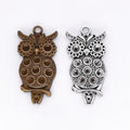 Antique Circular Detail Owl Metal Charm, Two Finishes view 1