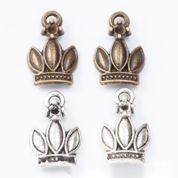 Open Crown Metal Charms in 2 Pictured Finishes for Jewelry Crafts