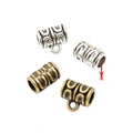 Patterned Large Hole Bail Bead In Antique Bronze and Antique Silver Metal Finish view 1
