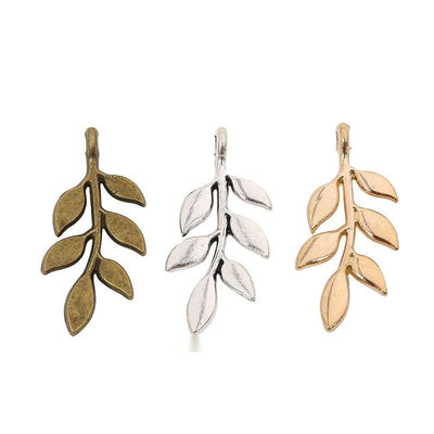Group view of leafy branch styles on a white background