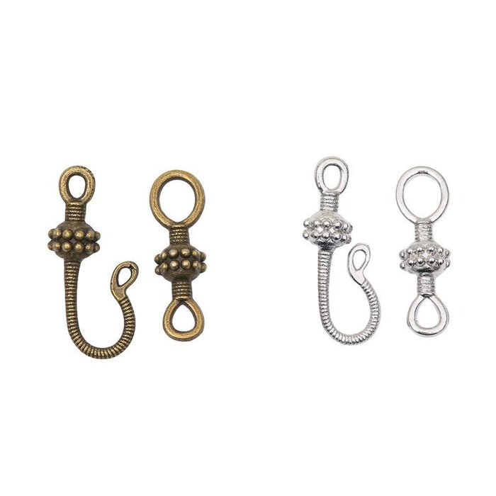 Decorative Hook Toggle Clasp in Two Antique Metal Finishes