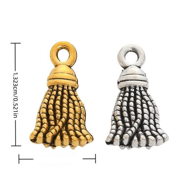 Cord Tassel Metal Charms grouped product view on a white background