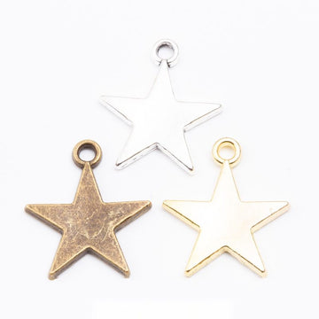 Plain Five Point Star Charm Alloy Jewelry Making Component in 3 Finish Options